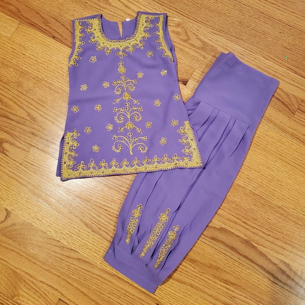 Purple and Gold Patiala Suit Unfinished. 24